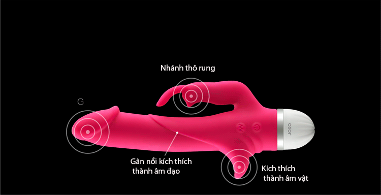 Các nhánh rung dương vật giả silicon rung giật kích thích JoKo