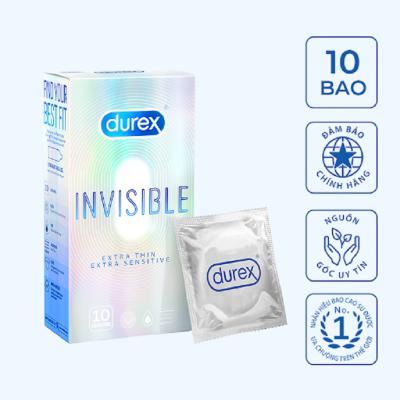 Bao cao su trơn Durex Invisible siêu mỏng mềm mịn hộp 10 cái