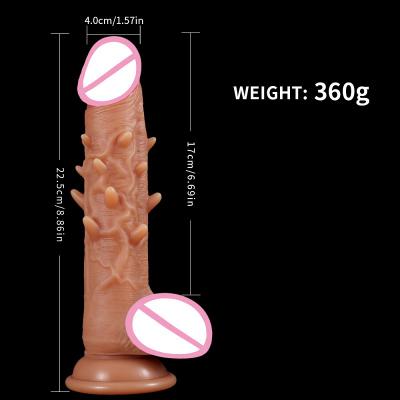 Dương vật giả có đế gắn tường không rung màu da gai size lớn có bìu gân guốc